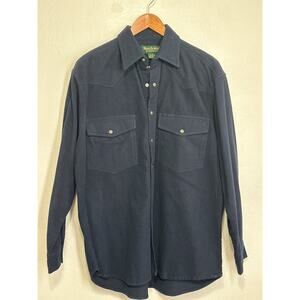 Northwest Winter Weight Flannel Snap Up Men’s Shirt L Navy Blue Outdoors Soft